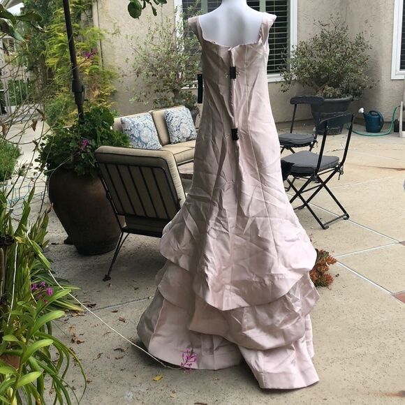 Sequin Hearts Ruffle Hem Off Shoulder Mermaid Gown - Picture 4 of 8